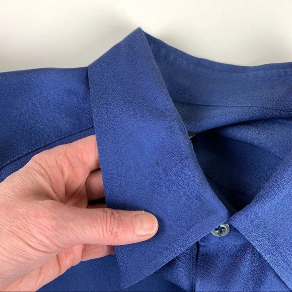 BOSS Hugo Boss Blue Long  Sleeve Silk Button Up Men's XXL - Picture 8 of 13